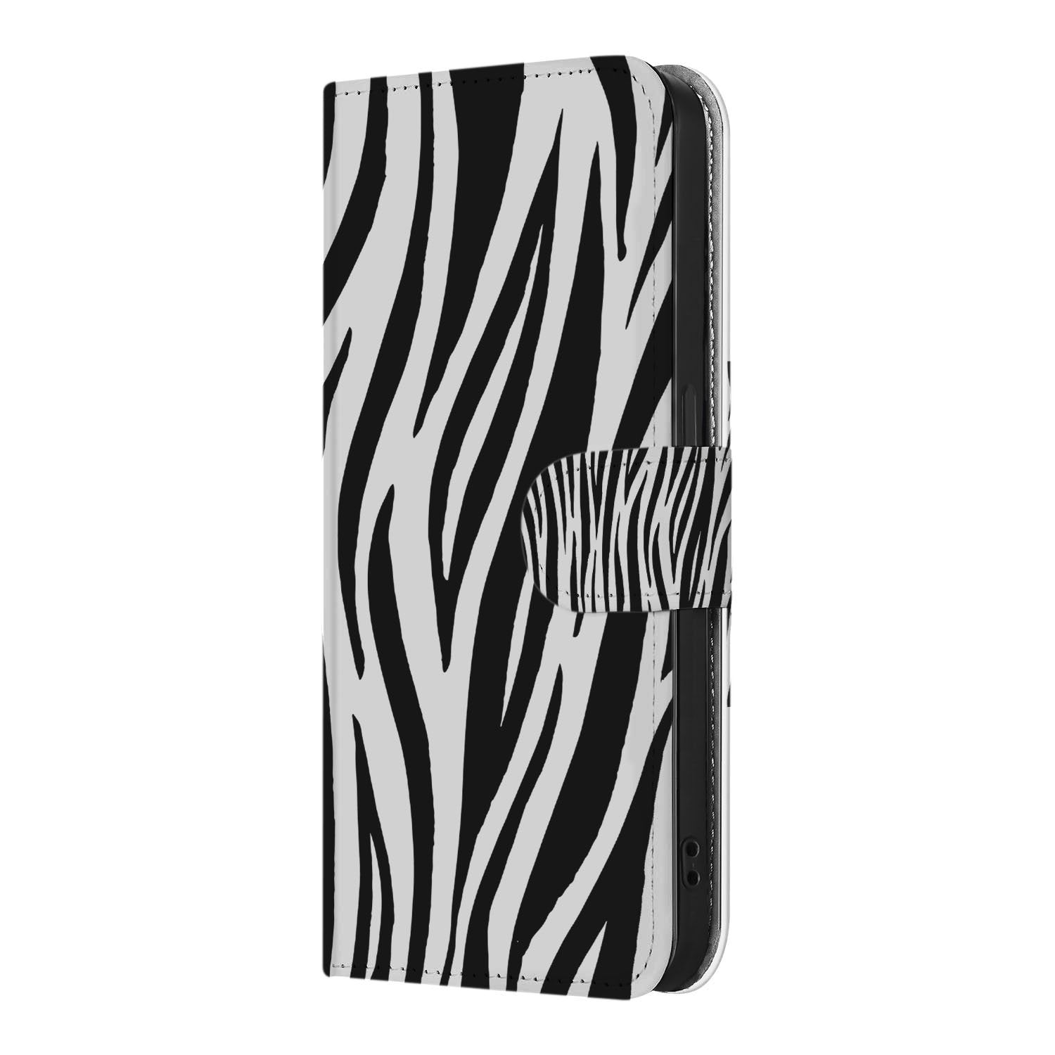 iPhone 16e Telefoonhoesje met Pasjes Zebra telefoonhoesje zebraprint aanzicht