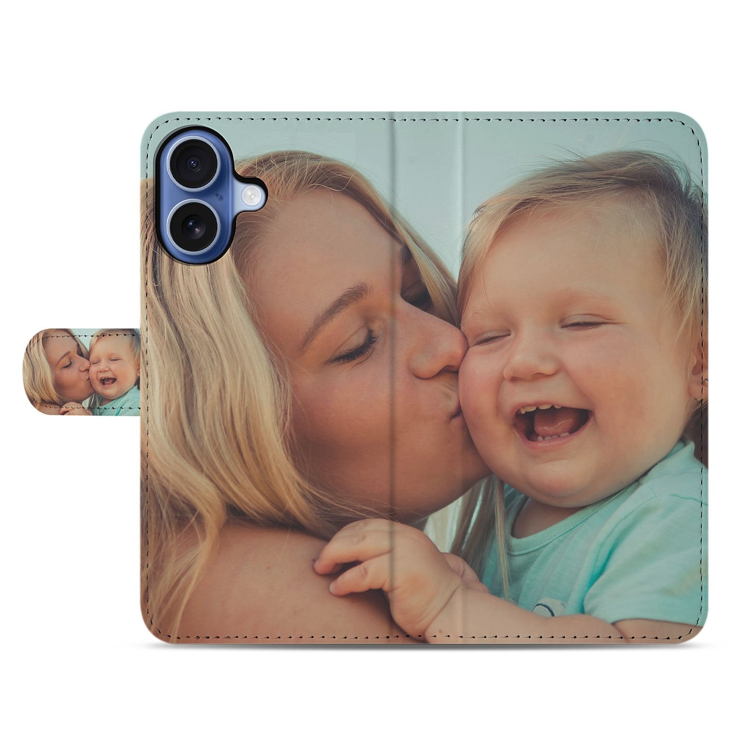 iPhone 17 Bookcase Hoesje Maken met Foto | Portemonnee design met foto moeder en kindje