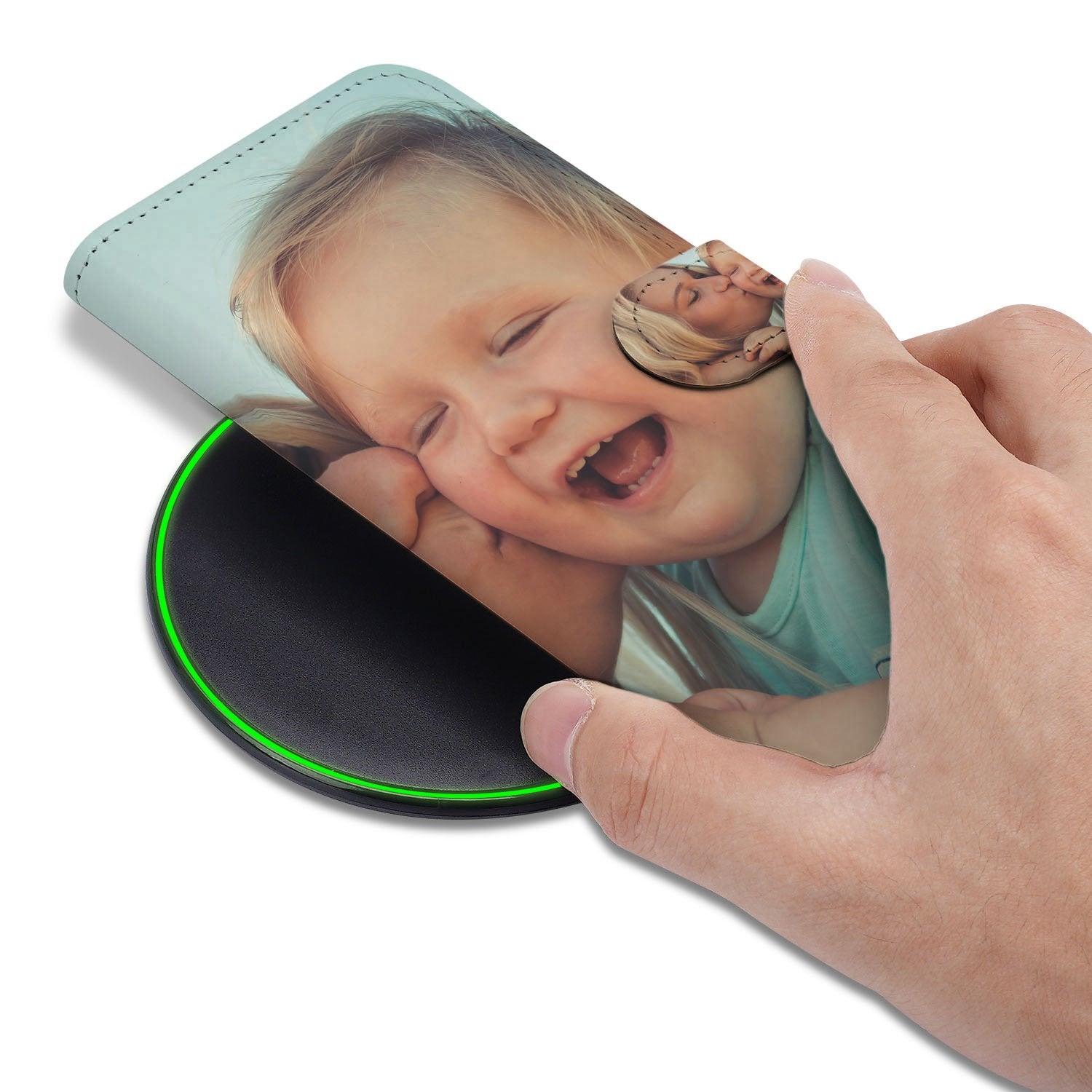 iPhone 17 Bookcase Hoesje Maken met Foto Portemonnee hand bij hoesje met foto