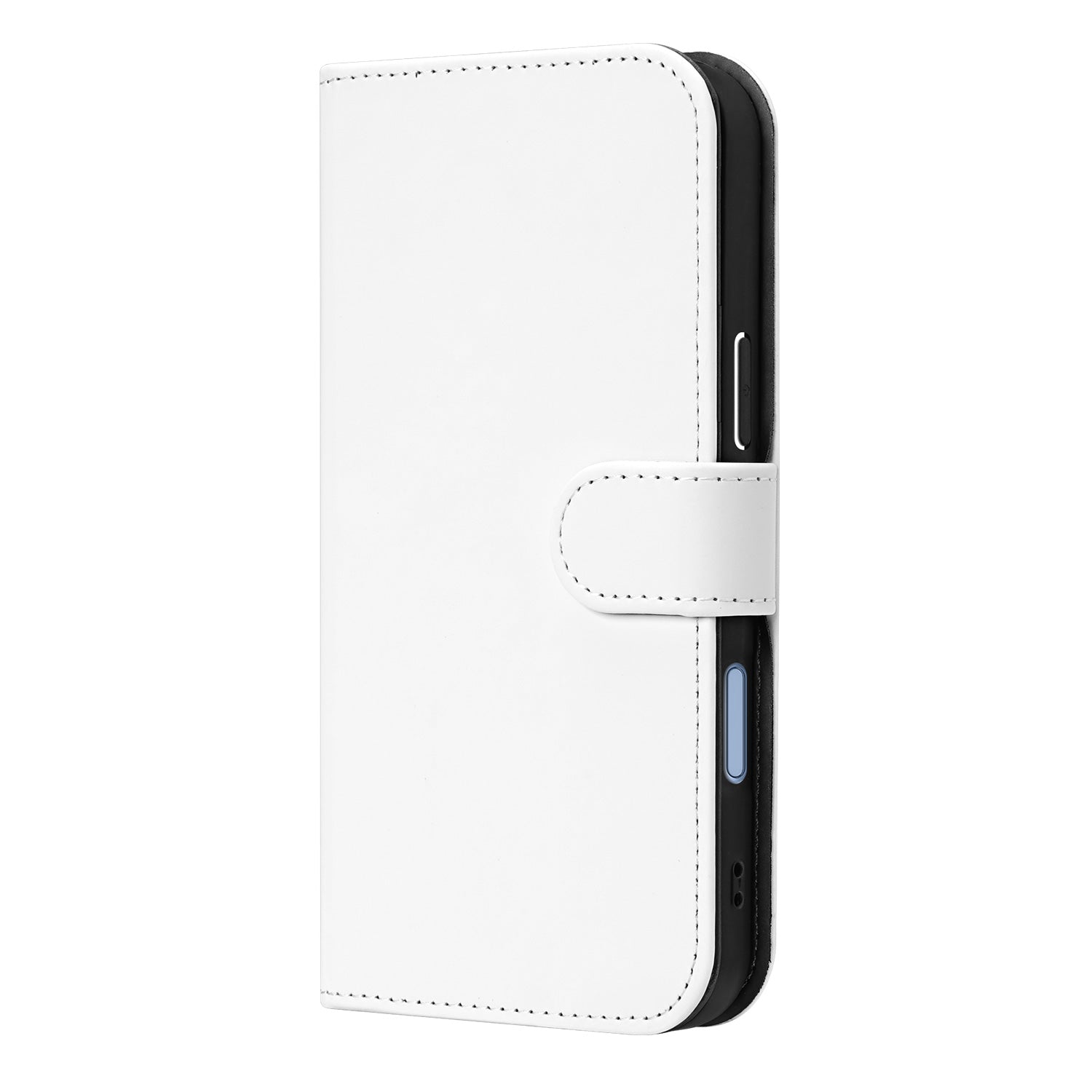 iPhone 17 Bookcase Hoesje Wit Geschikt voor Draadloos Opladen bookcase wit zijaanzicht