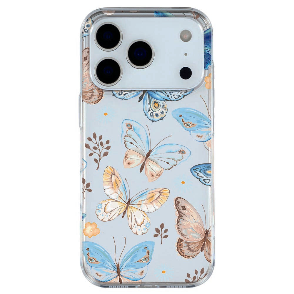 Apple iPhone 17 Pro Max Hoesje Vlinder Sierlijk TPU Cover met Vlinder Print Achteraanzicht.