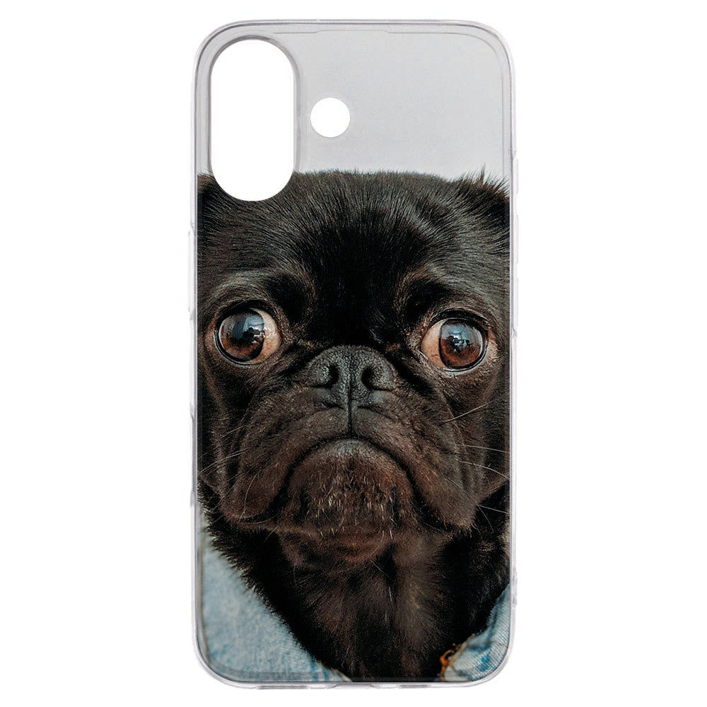 iPhone 17 TPU Hoesje Ontwerpen met Foto met afbeelding van een schattige zwarte hondenkop op de achterkant.