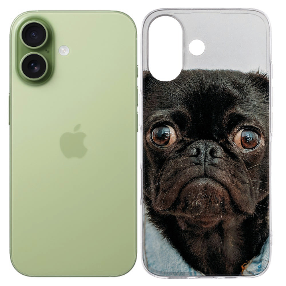 iPhone 17 TPU Hoesje Ontwerpen met Foto, transparant hoesje met afbeelding van een schattige zwarte hond.
