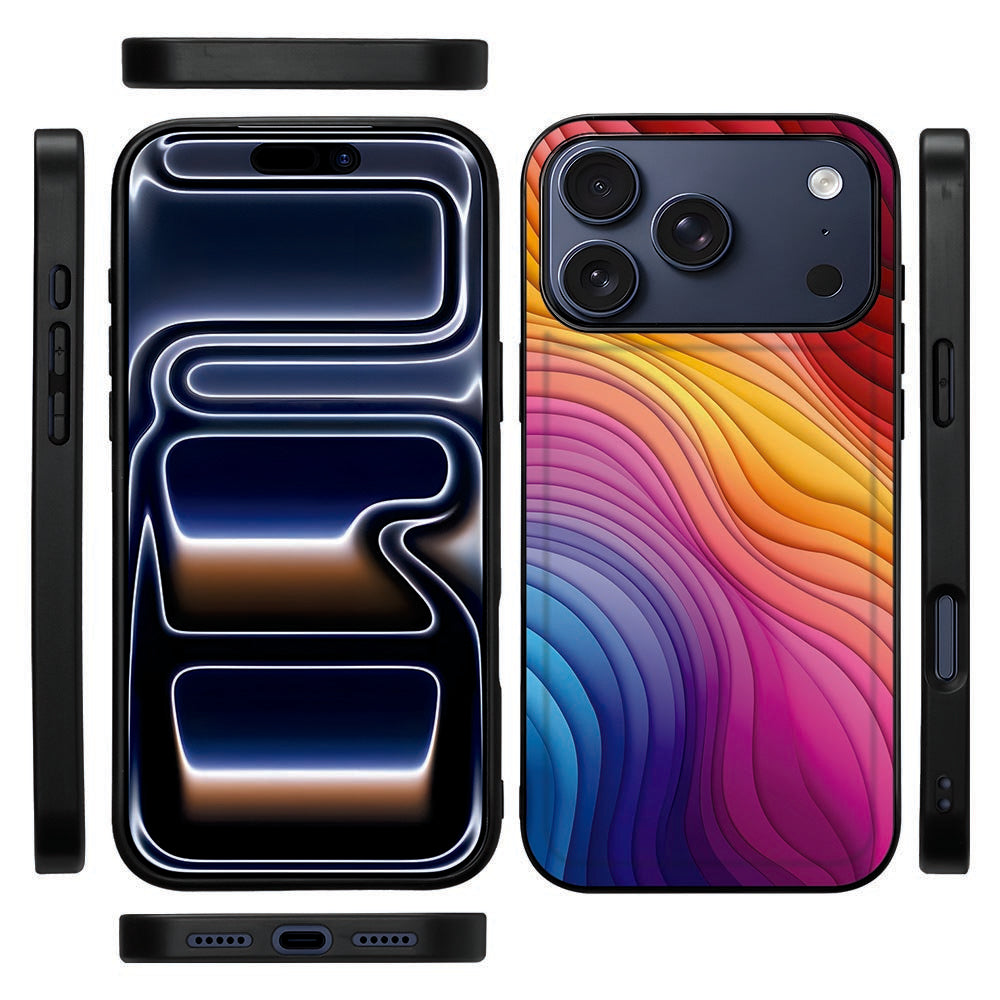Zwarte TPU-rand van de Regenboog backcover voor iPhone 18 Pro, gezien van opzij