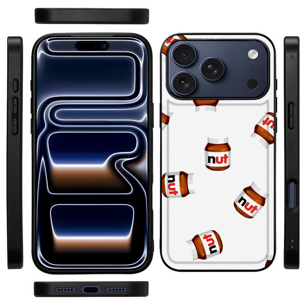 Zijkant van het Nut Jar hoesje voor iPhone 18 Pro Max met zwarte TPU-rand en uitsparingen