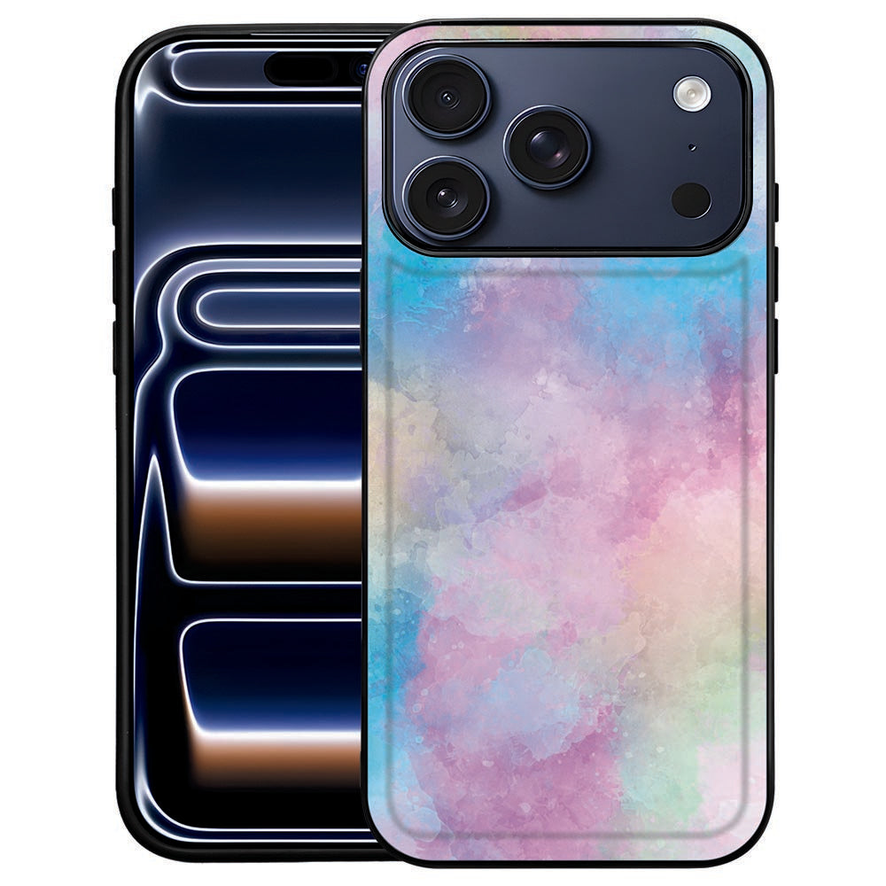 iPhone 18 Pro Max Watercolor Light back cover met roze en blauwe aquarelprint op de achterkant