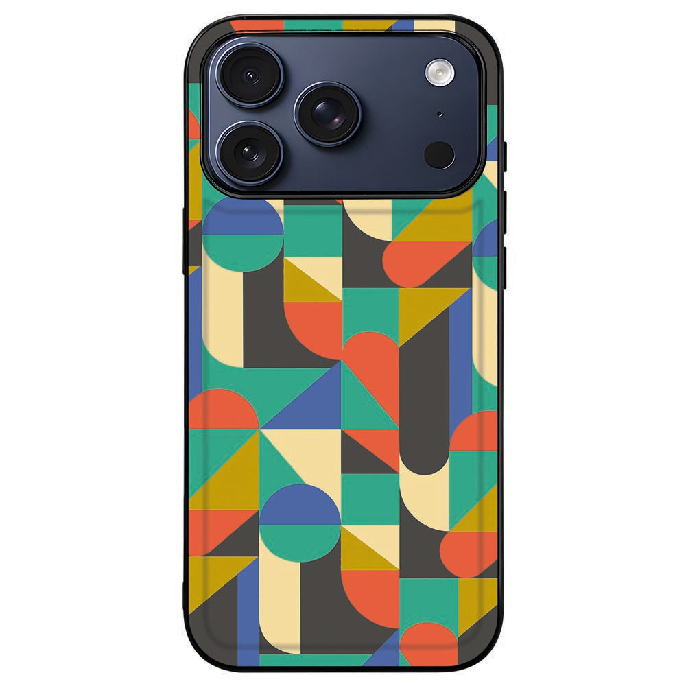 iPhone 18 Pro Max in de Funky Retro backcover, jaren-zeventigpatroon in zwart kader