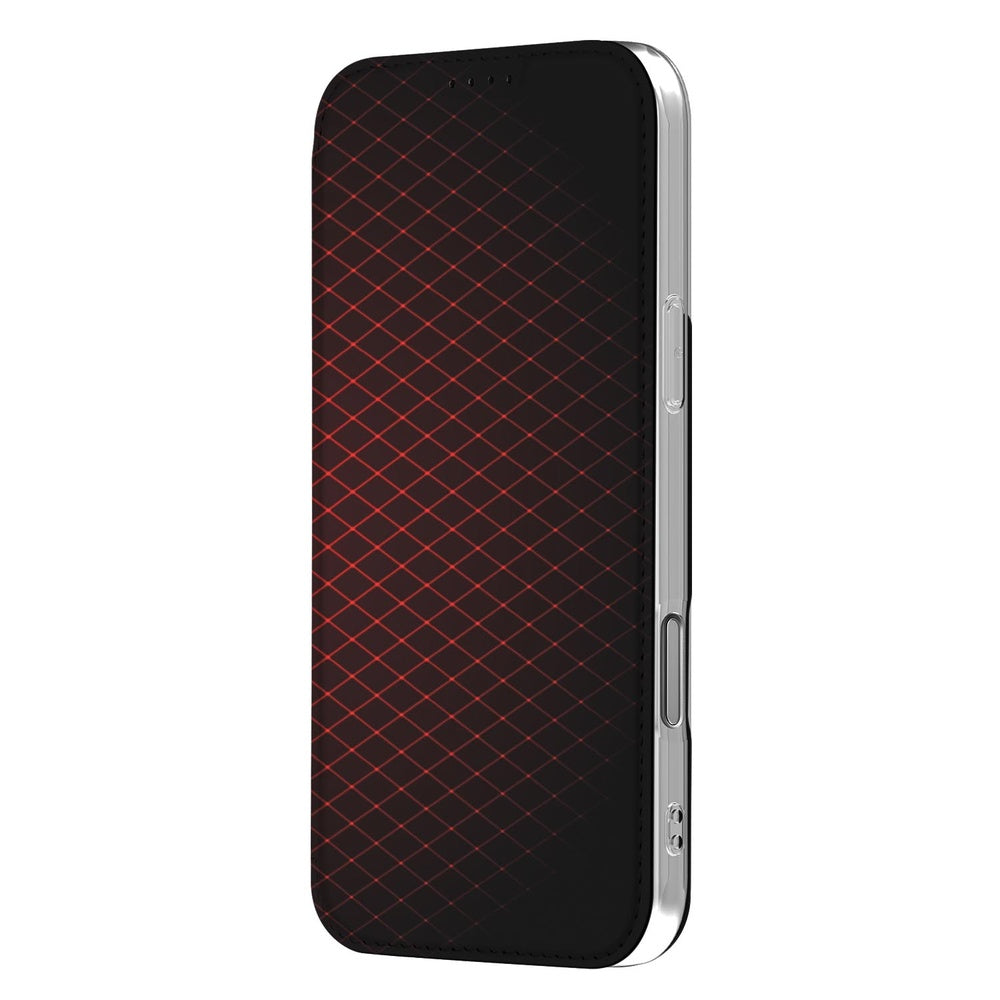 Telefoonhoesje iPhone 18 Pro Max Geruit Rood book case design rechtszijdig