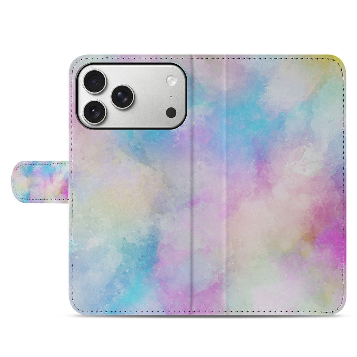 Voorkant van het gesloten iPhone 18 Pro Max hoesje Watercolor Light in rosé, roze en lichtblauw