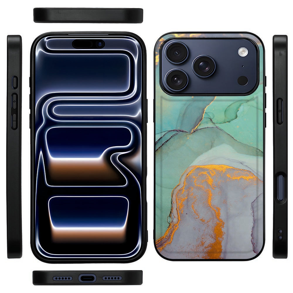 Zijkant van de Watercolor Mix back cover voor iPhone 18 Pro Max met soepele zwarte TPU-rand