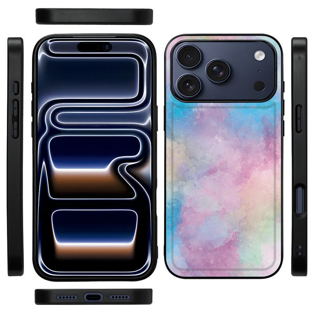 Zwarte TPU-rand van het Watercolor Light hoesje voor de iPhone 18 Pro Max, gezien vanaf de zijkant