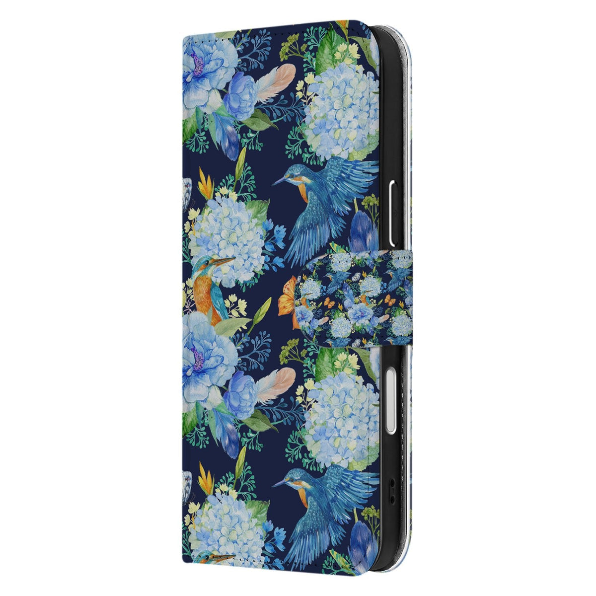 Zijkant van het IJsvogel hoesje met magneetsluiting om een iPhone 18 Pro Max