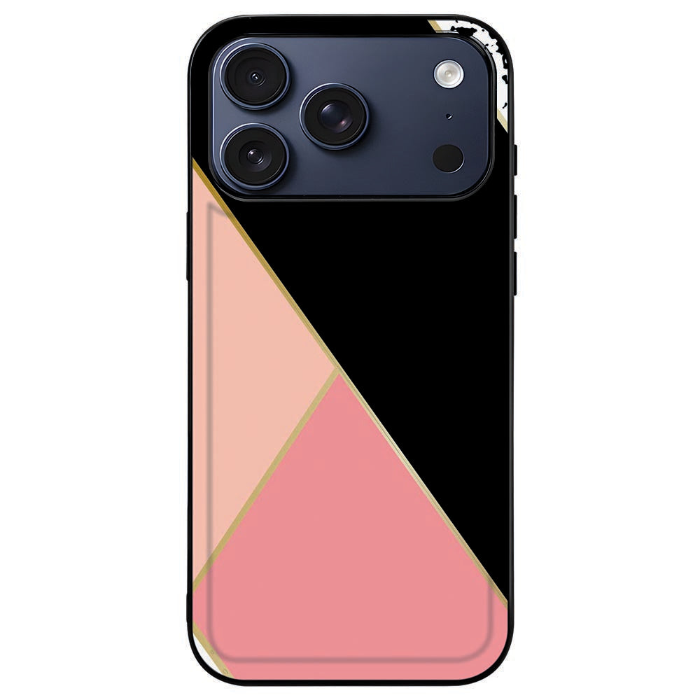 iPhone 18 Pro Max in het Black Pink Shapes hoesje, roze vormen binnen het zwarte kader