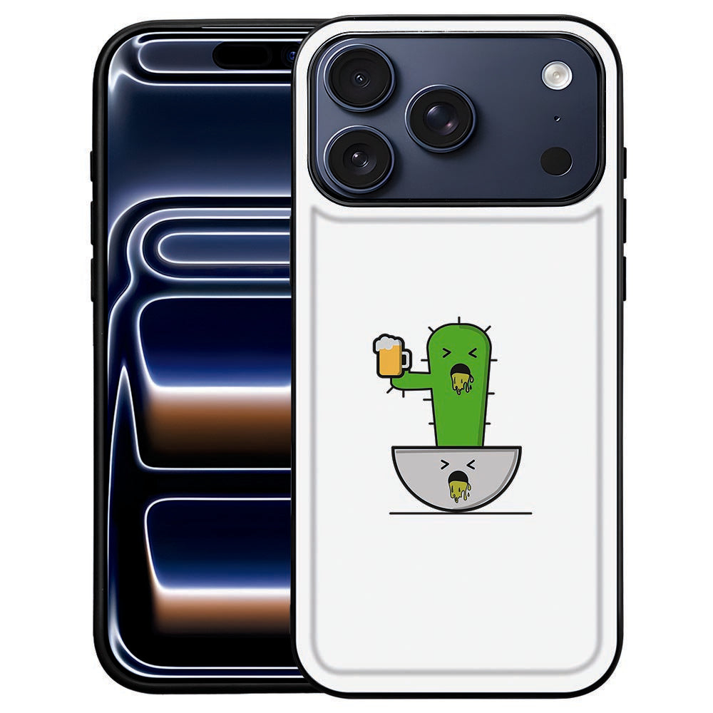 Braktus iPhone 18 Pro Max hoesje met groen-witte illustratie op de kunstleren achterkant
