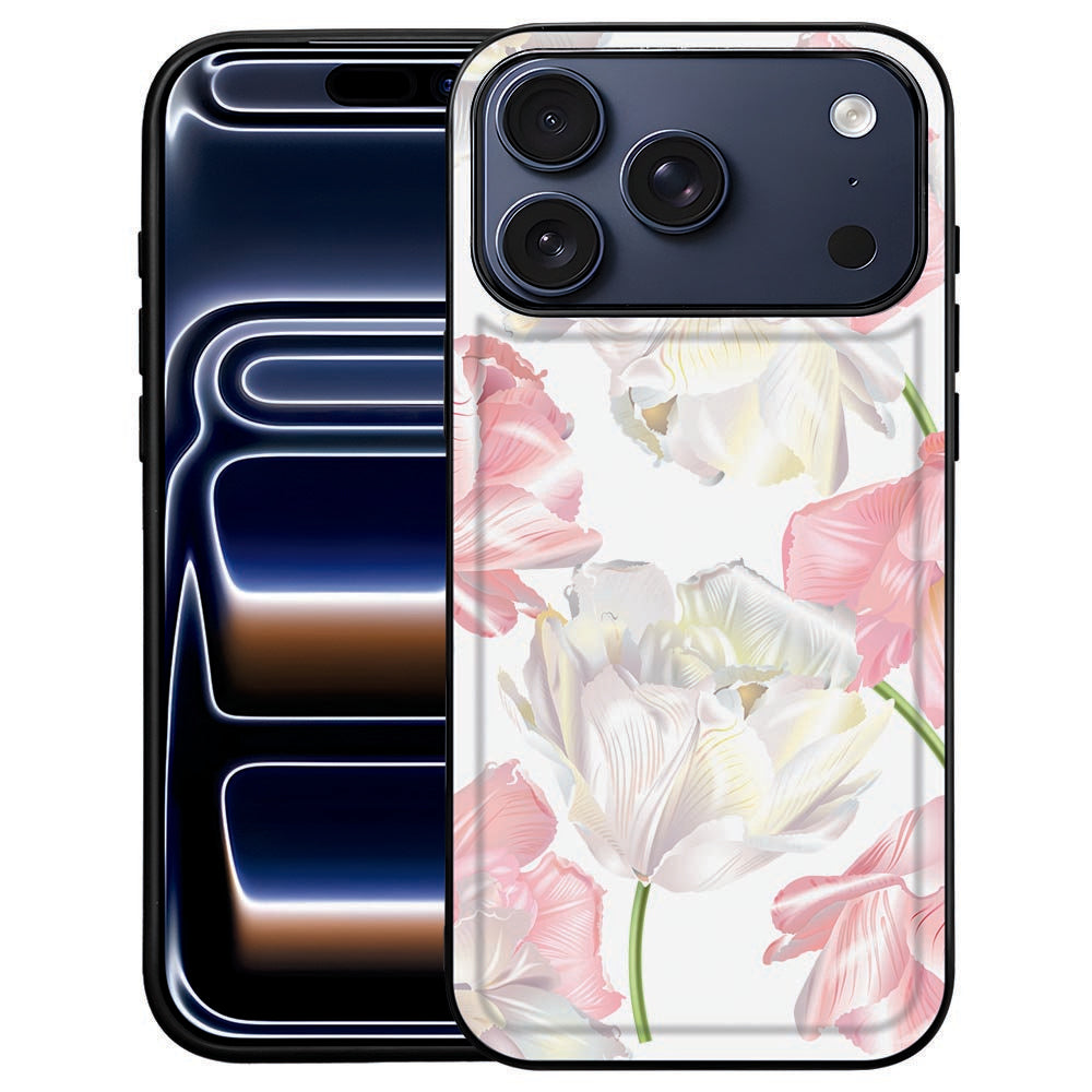 Lovely Flowers iPhone 18 Pro Max hoesje met witte en roze bloemen op kunstleer