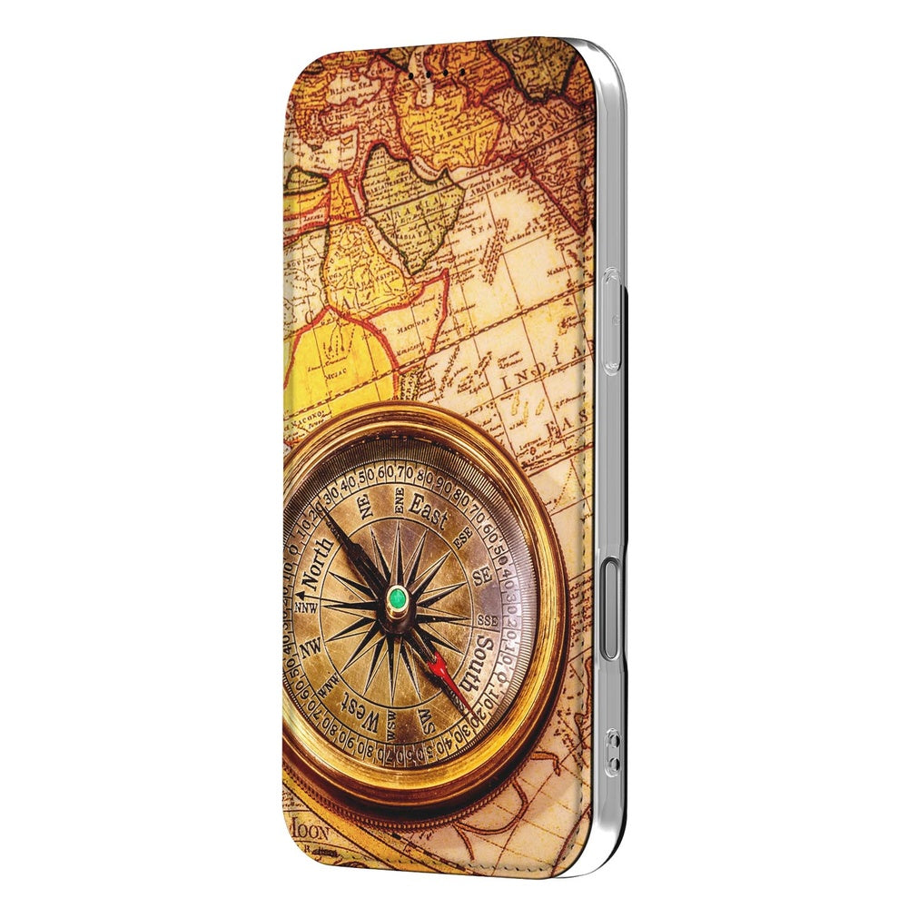 Book Wallet Case Apple iPhone 18 Pro Max Kompas kompas kaart design zijkant