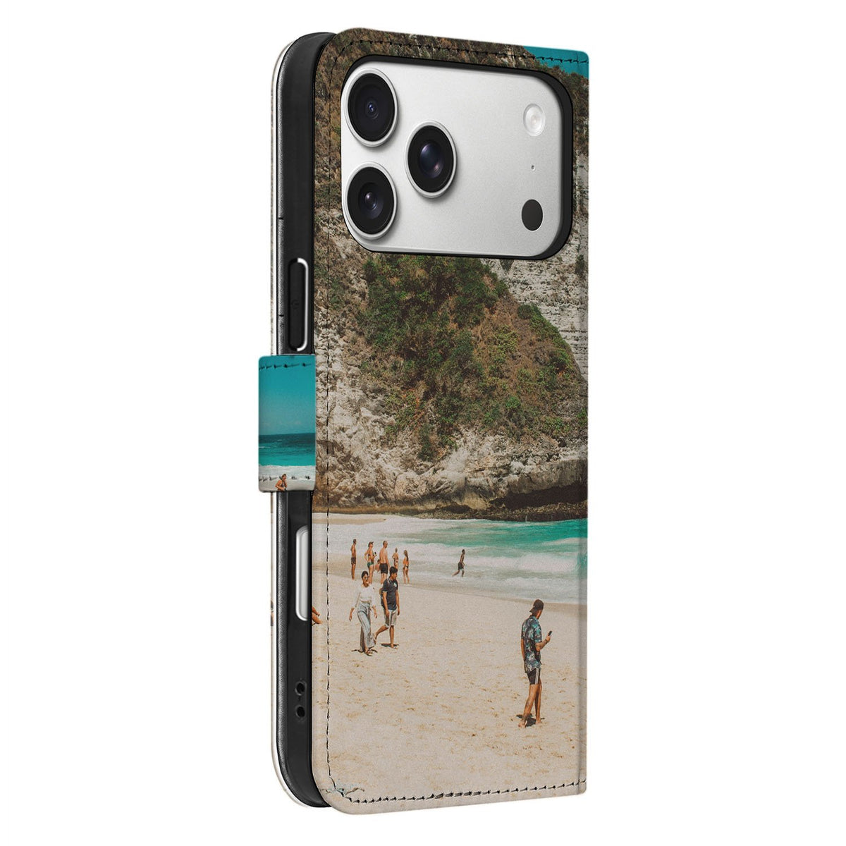 Apple iPhone 17 Pro Max Portemonnee Hoesje ontwerpen met eigen Foto strand uitzicht zijaanzicht