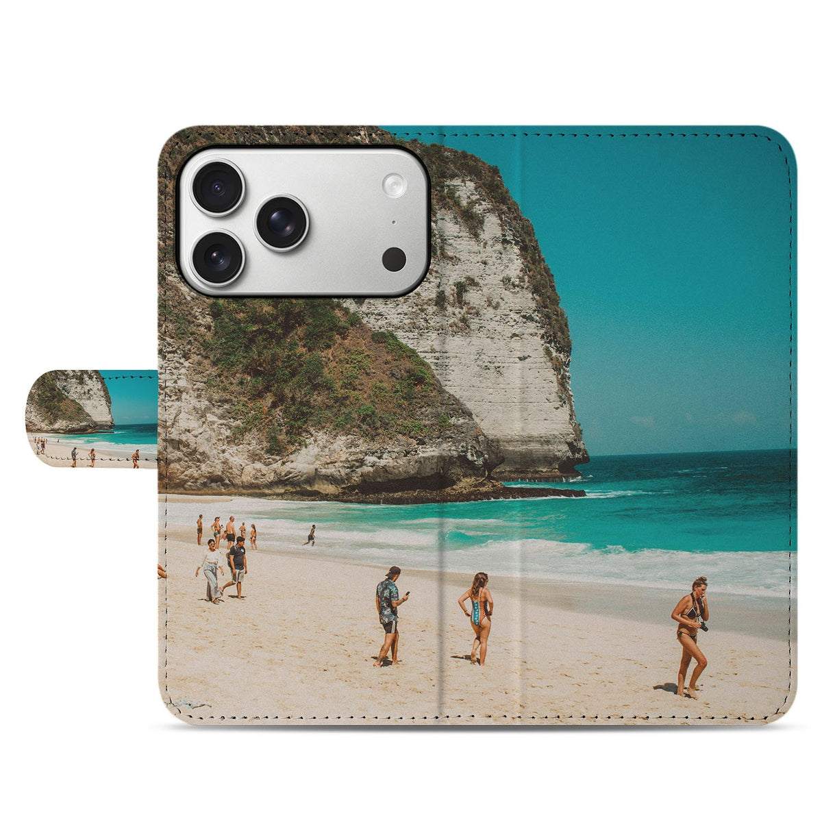 iPhone 17 Pro Max Portemonnee Hoesje ontwerpen met eigen Foto strand uitzicht voorzijde