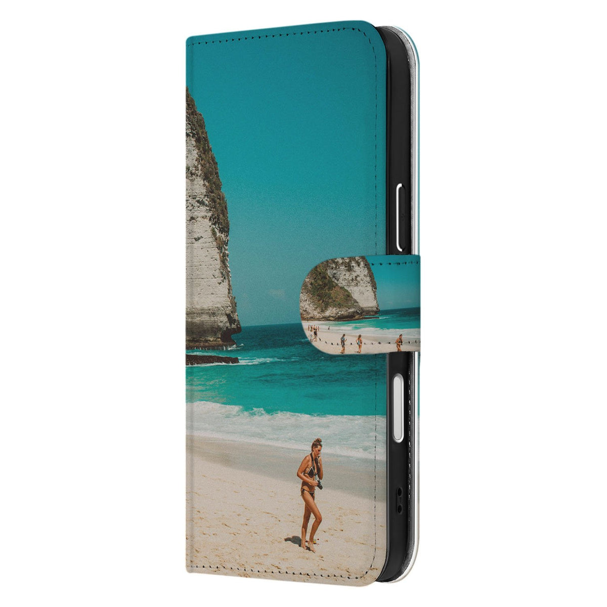Apple iPhone 17 Pro Max Portemonnee Hoesje ontwerpen met eigen Foto strand uitzicht zijkant