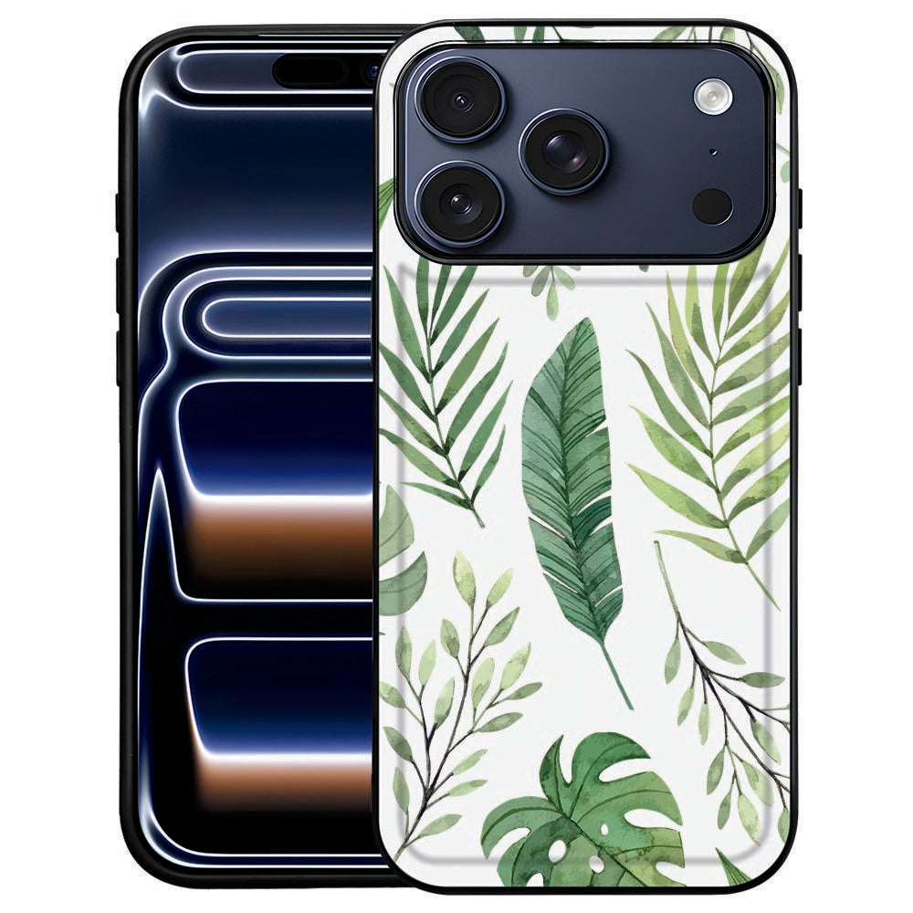 Leaves iPhone 18 Pro Max telefoonhoesje met meerkleurige bladeren op de kunstleren achterkant