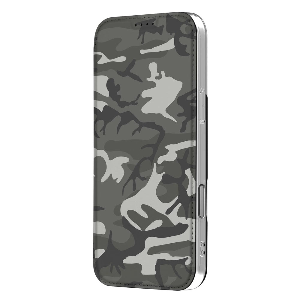 iPhone 18 Pro Book Wallet Case Army Light camouflage design zijkant