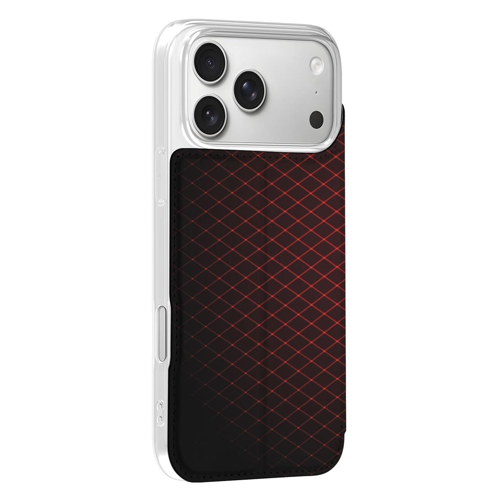Book Wallet Case iPhone 18 Pro Geruit Rood design geruit aanzicht