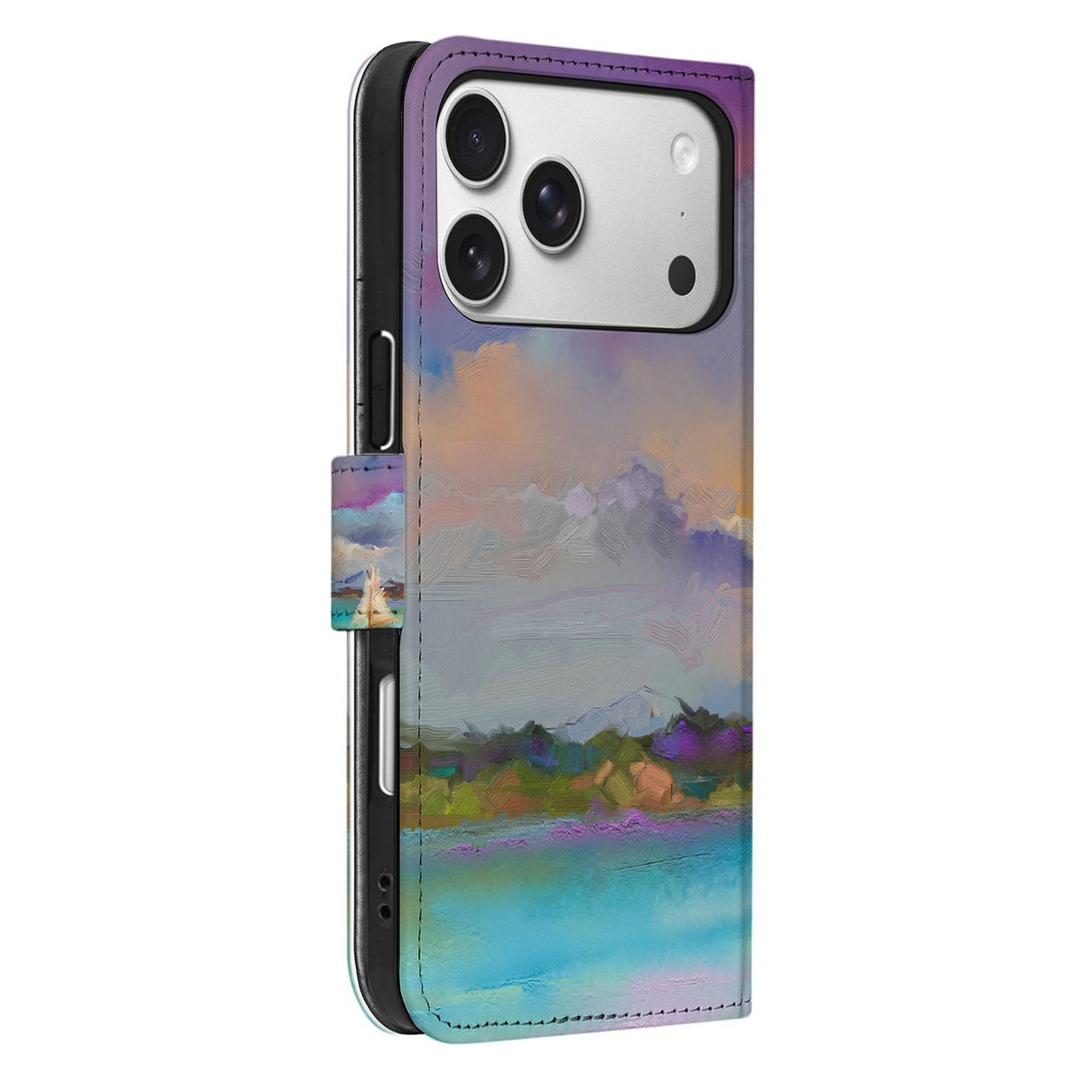 Zijaanzicht Boat klaphoesje iPhone 18 Pro met zwarte TPU-houder