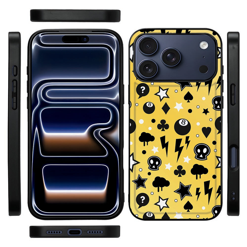 Zwarte rand van het Punk Yellow hoesje voor iPhone 18 Pro, iets hoger dan het scherm