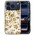Goudkleurige bloemen op de kunstleren achterkant van het iPhone 18 Pro hoesje Gouden Bloemen