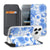 Apple iPhone 18 Pro Smart Cover Hoesje Flowers Blue bloemenprint blauw binnenkant achterzijde