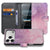 Pink Purple Paint boekhoesje met pasjes voor iPhone 18 Pro, open en dicht getoond