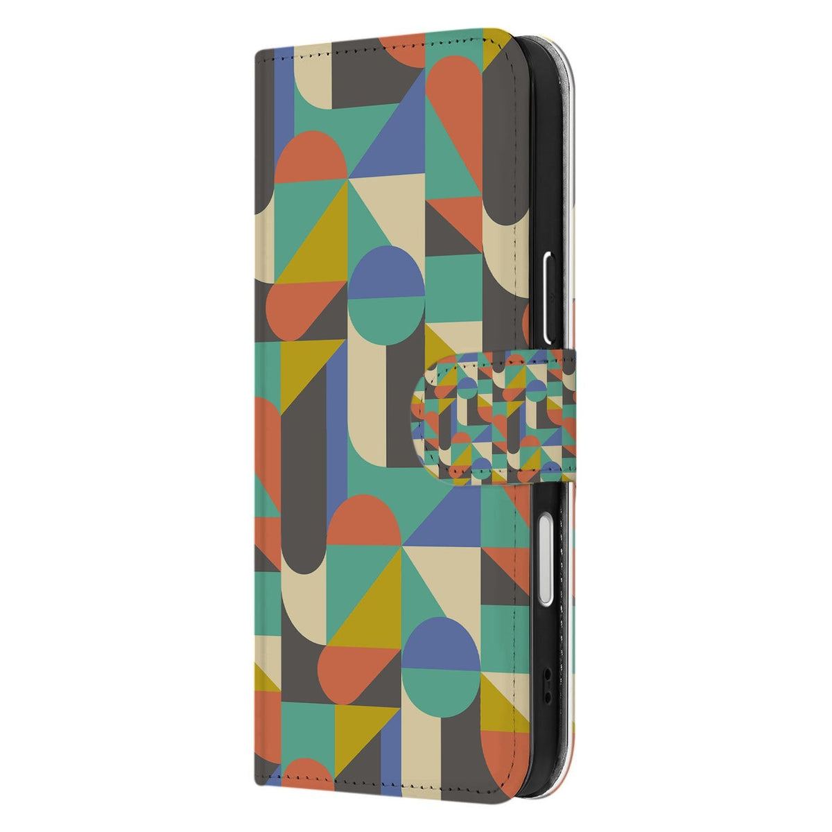 Zijkant van de iPhone 18 Pro Funky Retro bookcase met magnetische sluitlip