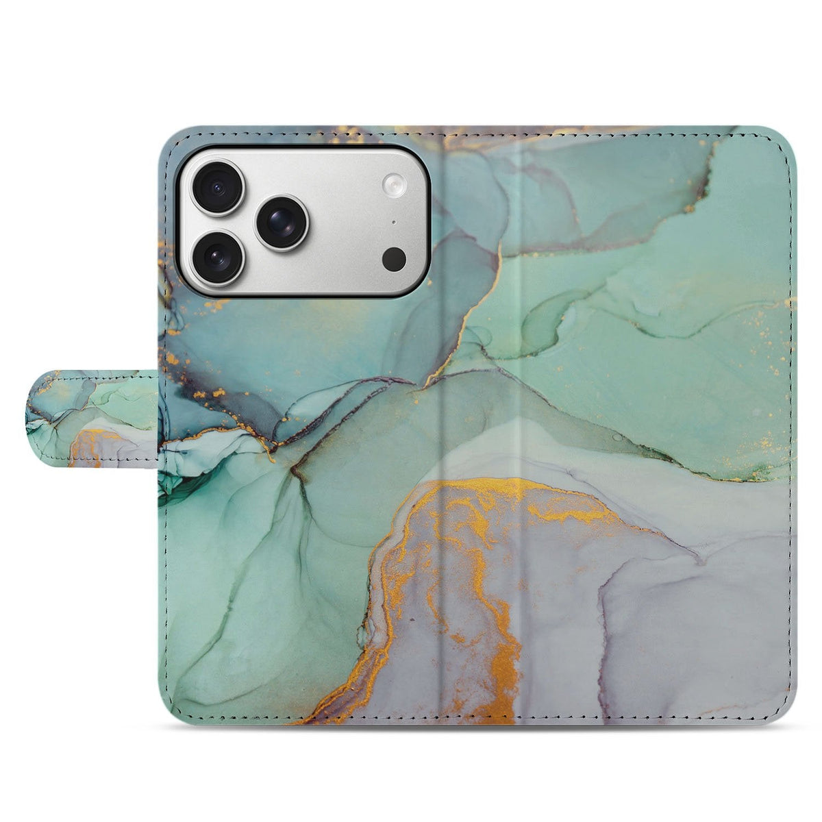 Gesloten voorkant van de Watercolor Mix bookcase voor de iPhone 18 Pro met overlopende kleuren