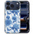 Blauwe bloemenprint op de kunstleren achterkant van het iPhone 18 Pro hoesje Flowers Blue