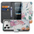 iPhone 18 Pro portemonnee hoesje Bird Flowers, open en dicht naast elkaar