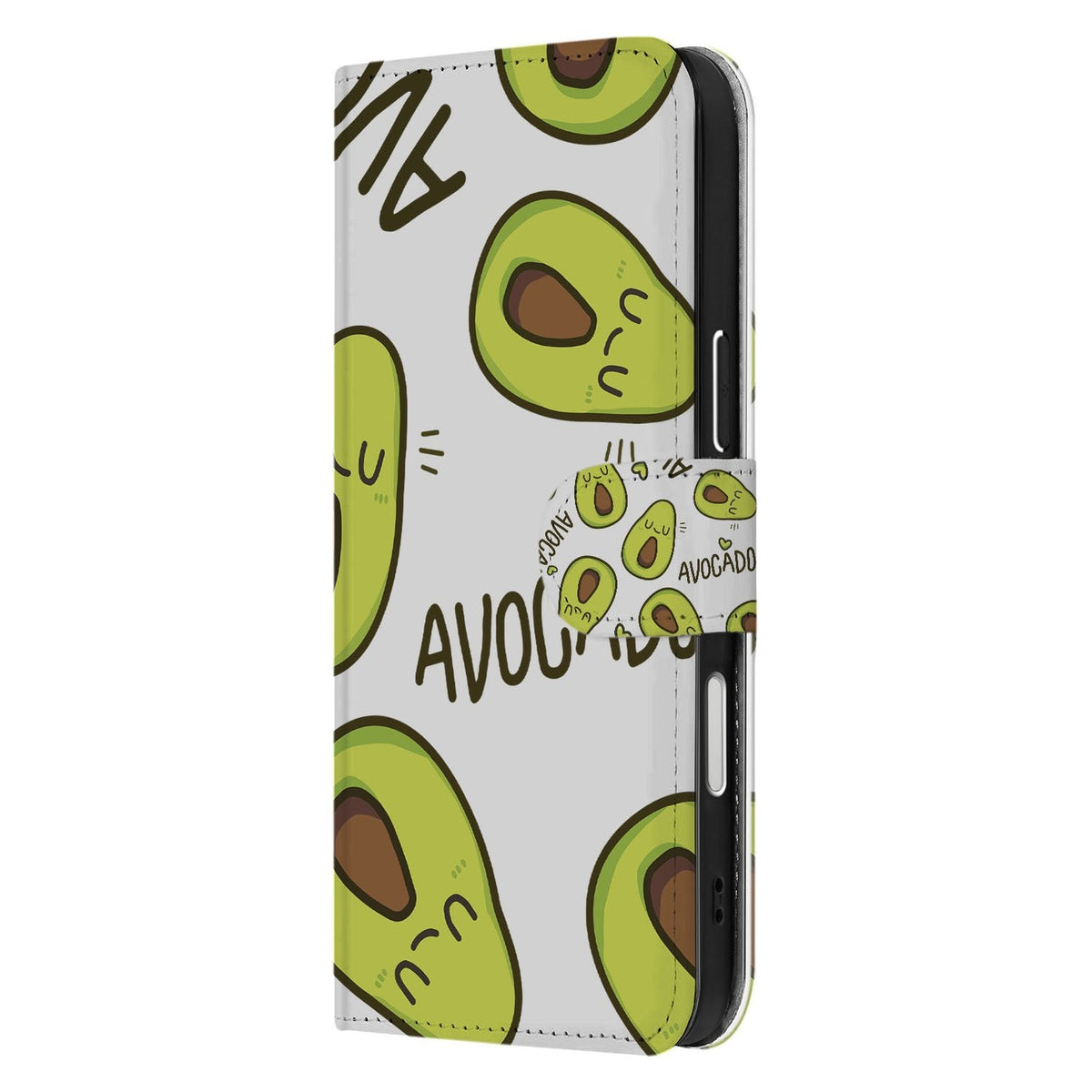 Zijkant met sluitlip van de Avocado Singing bookcase voor iPhone 18 Pro