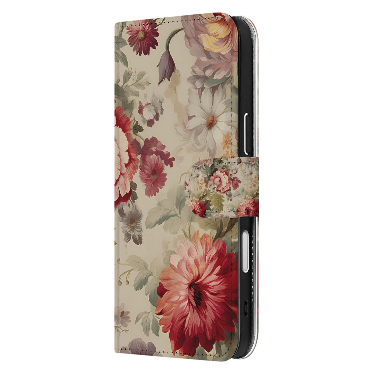 Zijkant van het portemonnee hoesje Bloemen voor iPhone 18 Pro met magnetische sluitlip