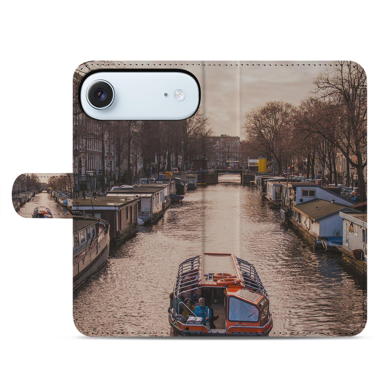iPhone Air Book Case met Foto Portemonnee Hoesje boot op kanaal Amsterdam