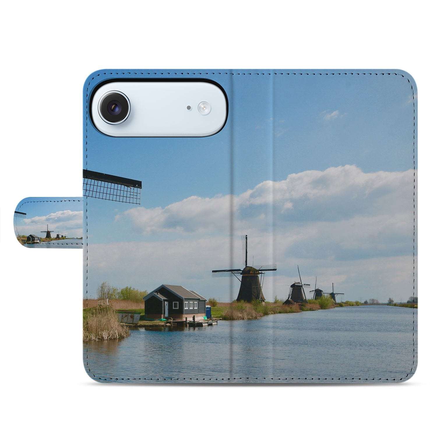 iPhone Air Book Case met Foto Portemonnee Hoesje windmolens water landschap