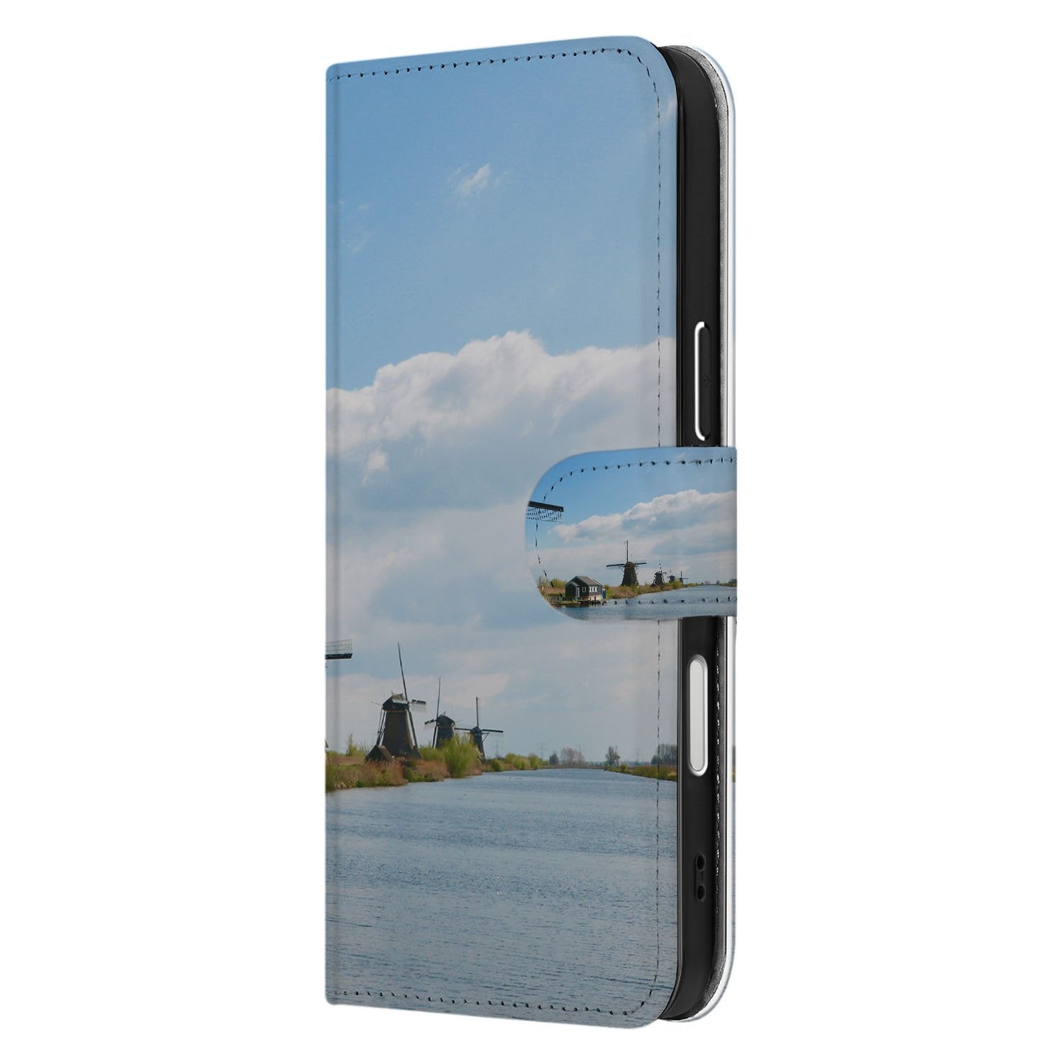 iPhone Air Book Case met Foto Portemonnee Hoesje windmolens waterzijde