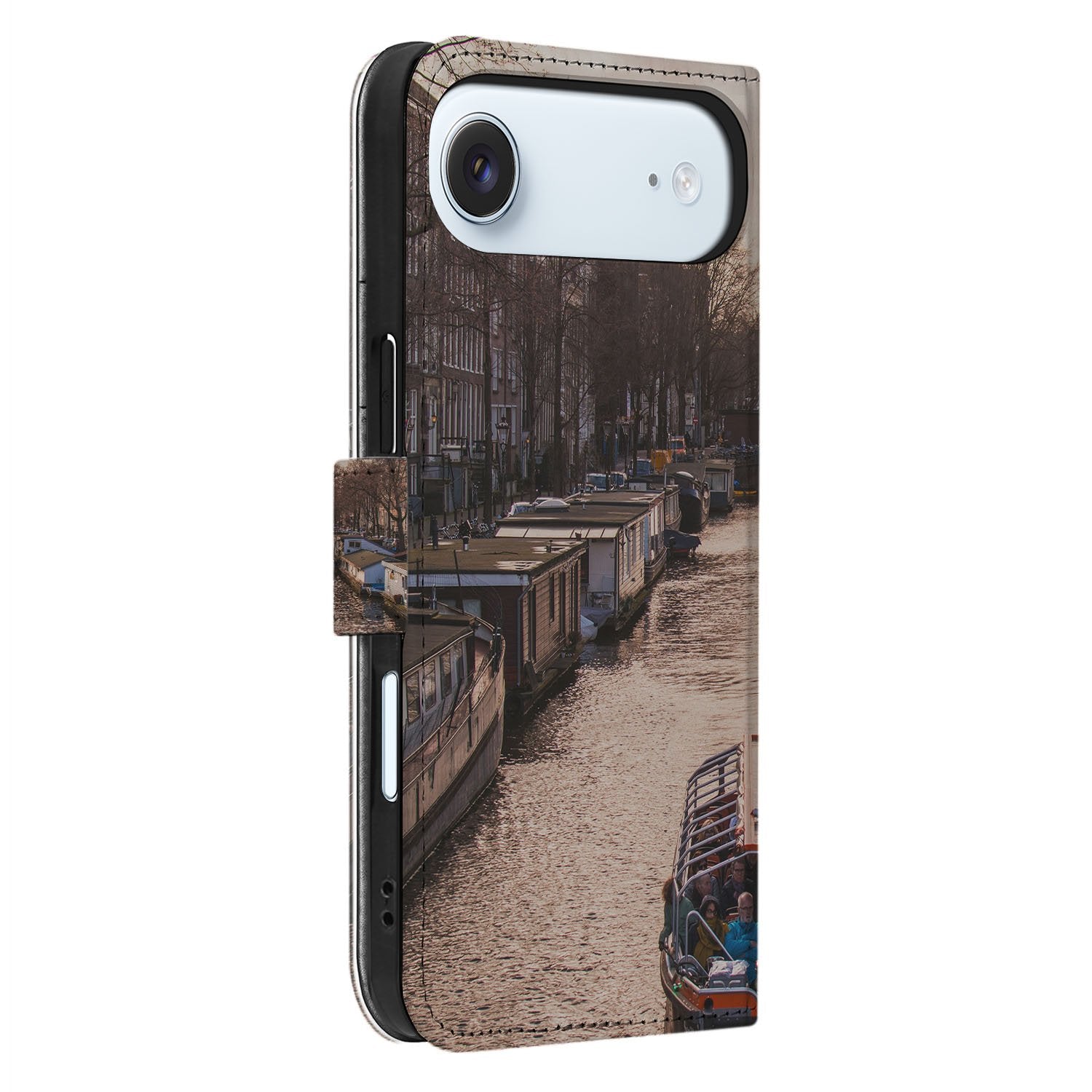iPhone Air Book Case met Foto Portemonnee Hoesje design met bootjes op de gracht