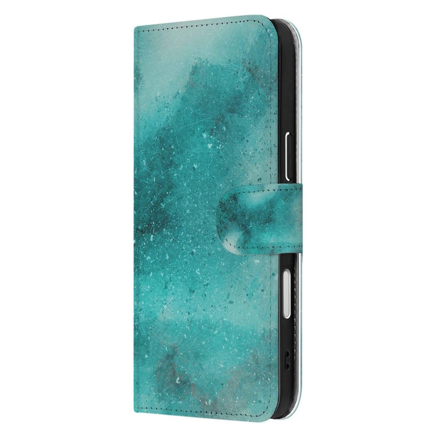 iPhone Air Bookcase Hoesje Painting Blue zijaanzicht turquoise