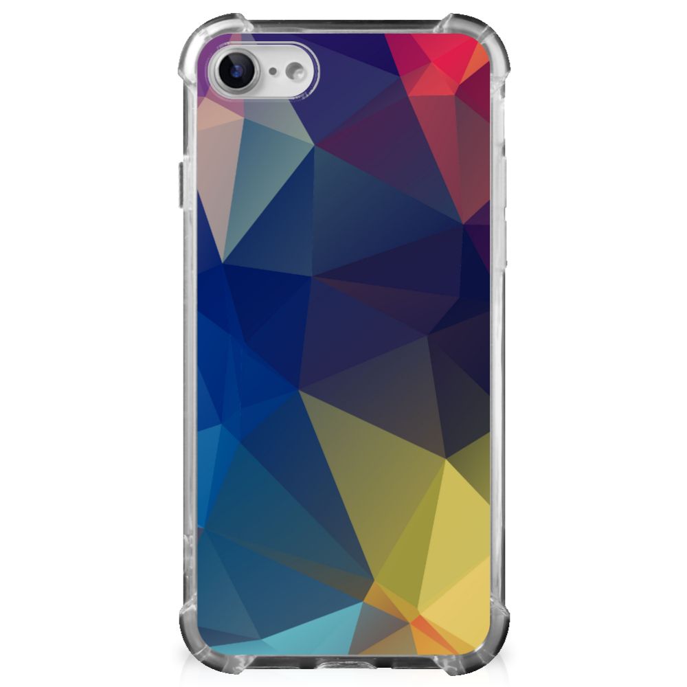 iPhone SE 2022/2020 | iPhone 8/7 Shockproof Case Polygon Dark Aanzicht.