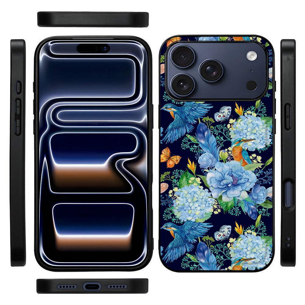 IJsvogel back cover voor iPhone 18 Pro van de zijkant, met zwarte flexibele rand