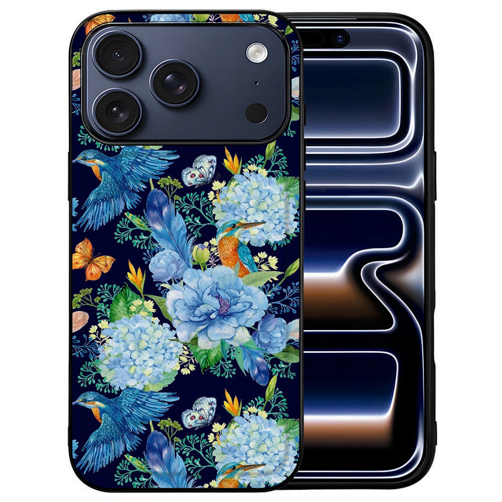 Blauwe ijsvogel op de kunstleren achterkant van het iPhone 18 Pro hoesje IJsvogel