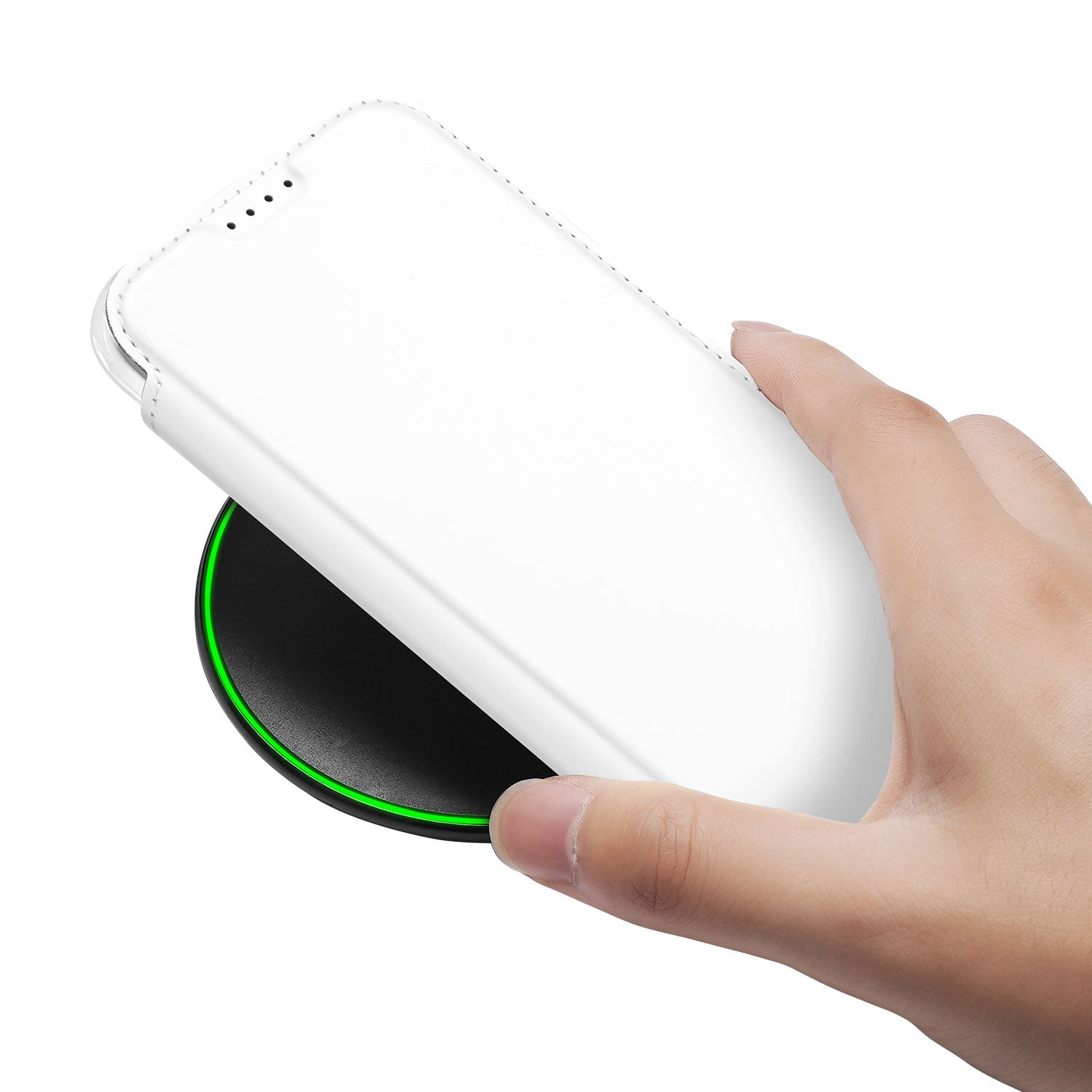 Detail van de voorflap van het iPhone 17 Pro Max Stand Case Hoesje Wit