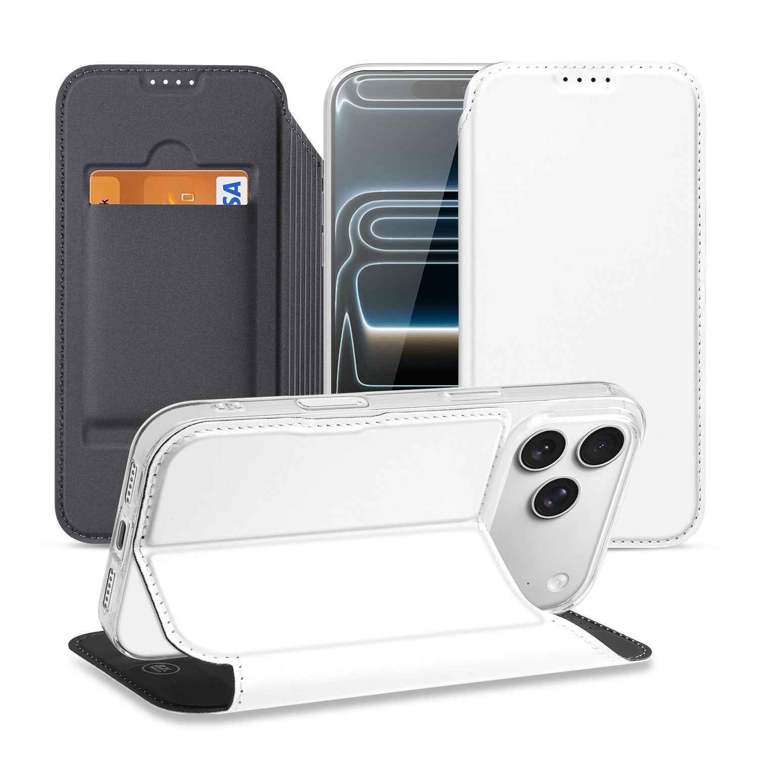 iPhone 17 Pro Max Stand Case Hoesje Wit in standaardpositie