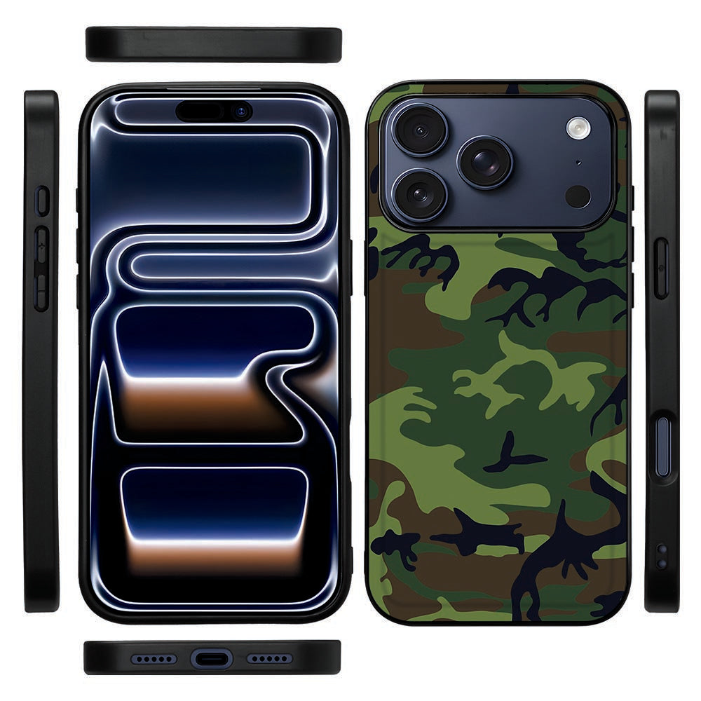 Zwarte TPU-rand van het Army Dark hoesje voor iPhone 18 Pro, gezien vanaf de zijkant