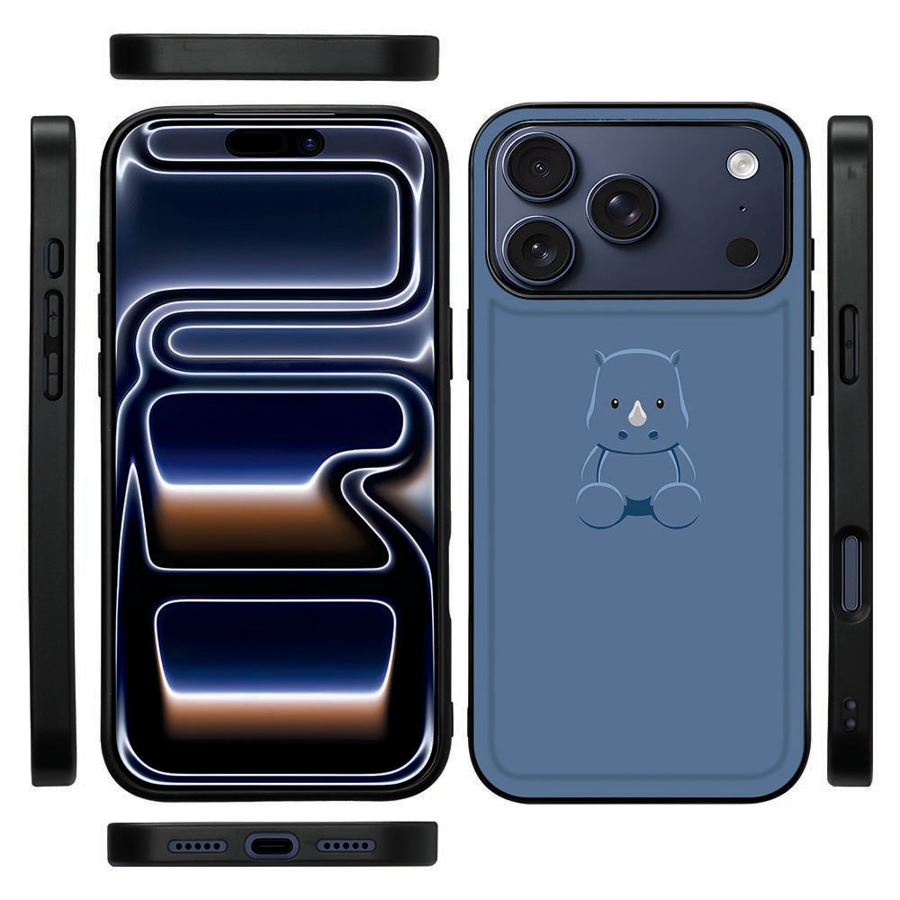 Zijkant van het Baby Rhino back cover hoesje voor iPhone 18 Pro met de zwarte rand