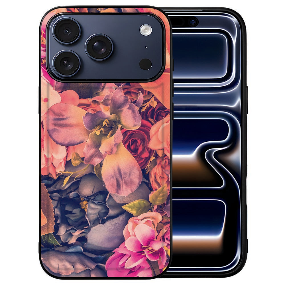 Bosje Bloemen iPhone 18 Pro back cover met roze en oranje boeket op de achterkant